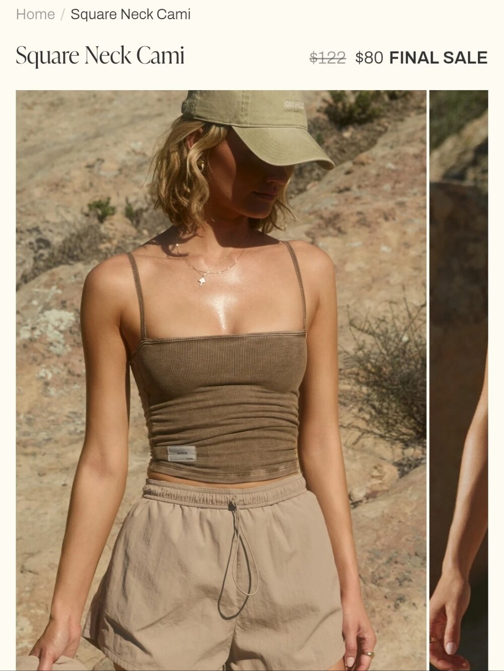 Joah Brown Square Neck Cami- NWT- S-Sepia - Picture 6 of 8